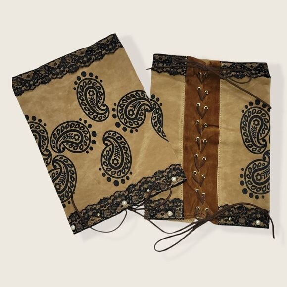 NWT Paisley Boot Covers Women's Western Rodeo Wear With Lace Trim and Pearls - Picture 2 of 8